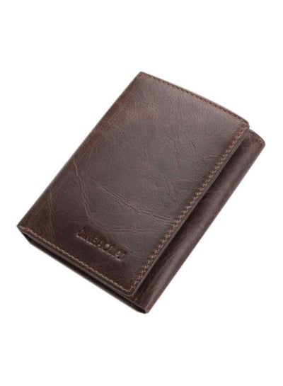 Buy Splicing Leather Wallet Deep Coffee in UAE