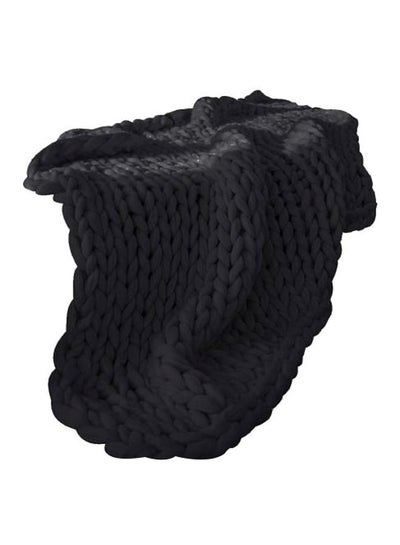 Buy Knitted Blanket Polyester Black 60 x 60centimeter in Saudi Arabia