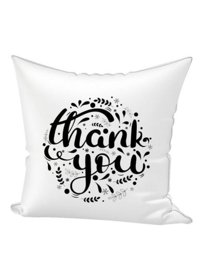 Buy Thank You Printed Throw Pillow White/Black 40x40centimeter in UAE