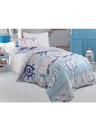 Buy 4-Piece Boat Printed Duvet Set White/Blue/Red Queen in Saudi Arabia