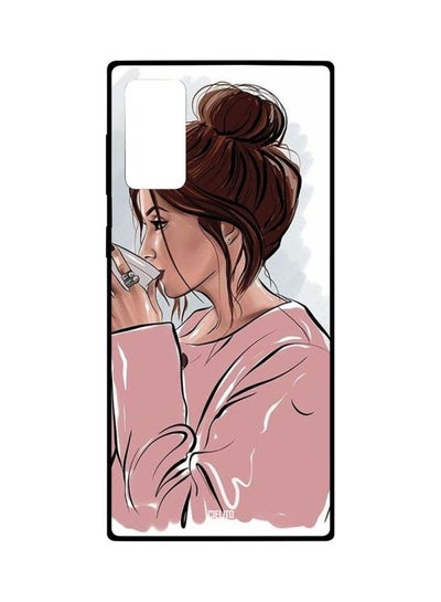 Buy Lady With Cup Printed Case Cover For Samsung Galaxy Note20 Pink/Brown/White in Egypt