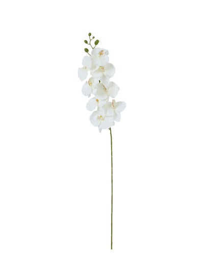 Buy Orchid Decorative Flower Stick White/Green 100cm in Saudi Arabia