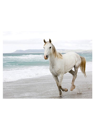 Buy Horse Themed Self Adhesive Wall Sticker White/Blue/Grey 80x60cm in Egypt