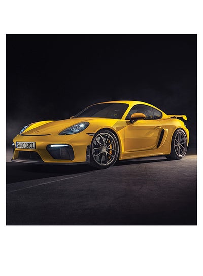 Buy Porsche Car Themed Wall Decor Yellow/Black/Beige 30x30cm in UAE