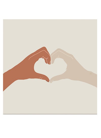 Buy Love’s Heart Themed Wall Art Beige/Brown 30x30cm in UAE