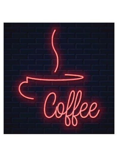 Buy Coffee By Neon Themed Wall Art Black/Red 30x30cm in Saudi Arabia