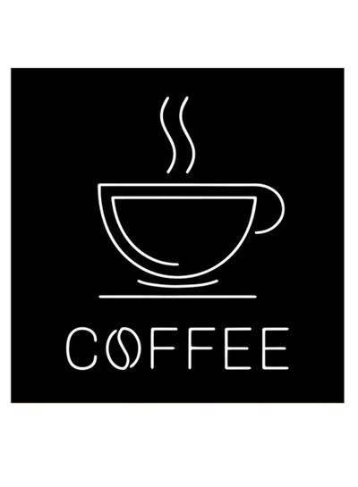 Buy Coffee By Neon Themed Wall Art Black/White 30x30cm in UAE