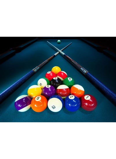 Buy Billiard Printed Self Adhesive Wall Sticker Blue/Black/White 140x105cm in Egypt