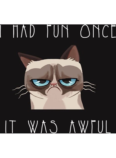 Buy Grumpy Cat Themed Self Adhesive Wall Sticker Black/Beige/White 140x105cm in Egypt