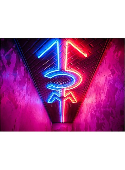 Buy Neon Themed Self Adhesive Wall Sticker Pink/Purple/Blue 140x105cm in Egypt