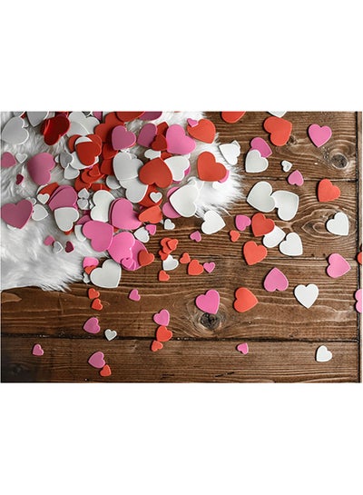 Buy Hearts Themed Self Adhesive Wall Sticker White/Brown 140x105cm in Egypt