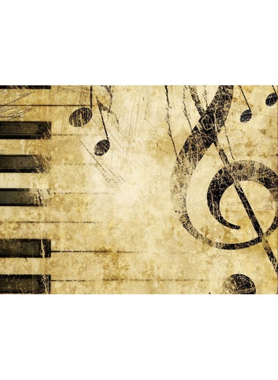 Buy Music Keys Printed Self Adhesive Wall Sticker Beige/Black 140x105cm in Egypt