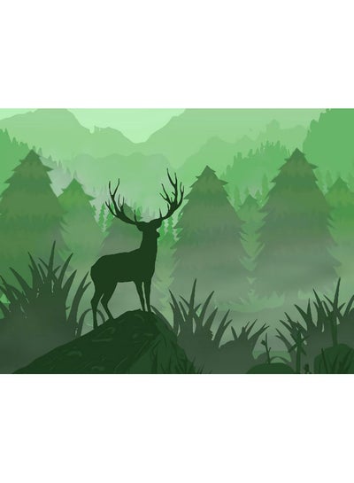 Buy Deer Themed Self Adhesive Wall Sticker Green 140x105cm in Egypt