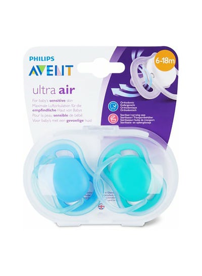 Buy 2-Piece Ultra Air Night Soft Pacifier Set Blue in UAE