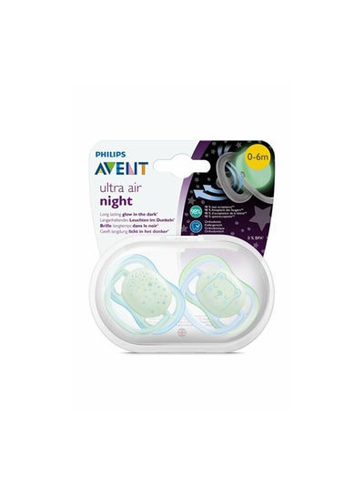 Buy 2-Piece Ultra Air Night Soft Pacifier Set, BPA-free for 0-6 Months, Clear - SCF376/11 in Saudi Arabia