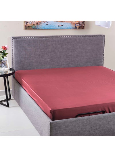 اشتري Stretchable King Size Fitted Sheet Cotton Red 180x200cm في مصر