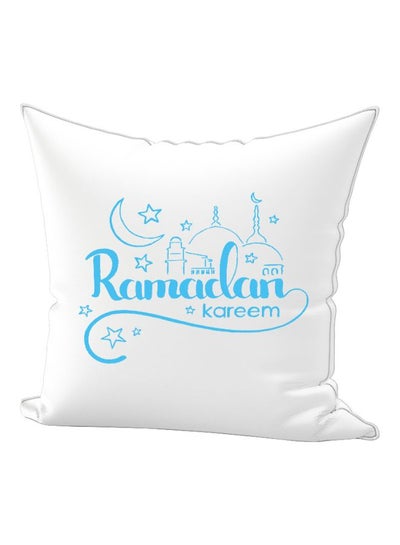 اشتري وسادة زينة مطبوع عليها عبارة "Ramadan Kareem" أبيض/أزرق 30x50سم في الامارات