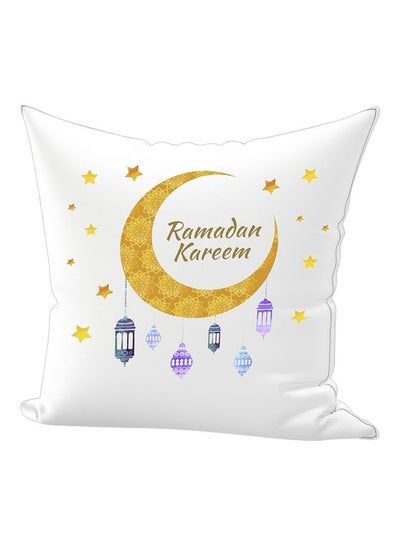 اشتري وسادة زينة مطبوع عليها عبارة "Ramadan Kareem" أبيض/أصفر/أزرق 30x50سم في الامارات