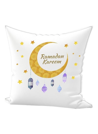 Buy Ramadan Kareem Printed Throw Pillow White/Gold/Purple 50x70cm in UAE