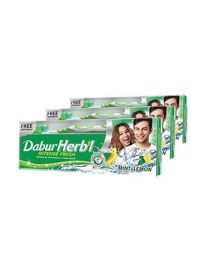 Buy Herbal Green Gel, 150g + Toothbrush Free Pack of 3 150grams in UAE