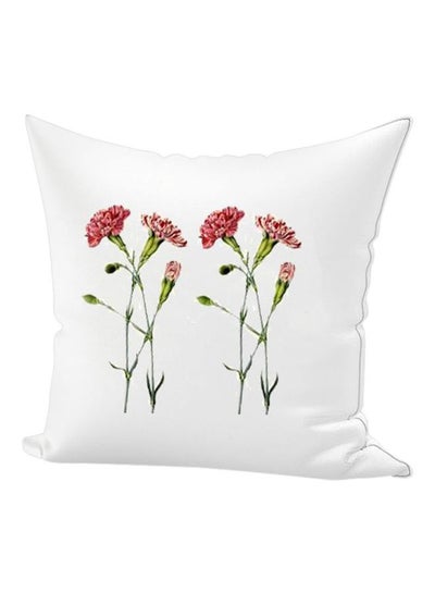 Buy Flower Printed Decorative Throw Pillow White/Pink/Green 45x45cm in UAE