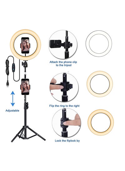 Buy 3200-5600K Dimmable Adjustable USB Powered Photography LED Ring Light Black in Saudi Arabia