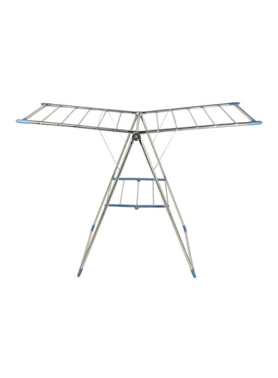 Buy Foldable Laundry Drying Rack Silver/Blue 138x61x100cm in Saudi Arabia