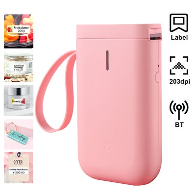 Buy Wireless Bluetooth Handheld Thermal Label Printer Pink in Saudi Arabia