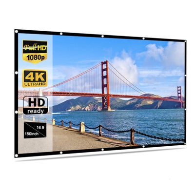 Buy Foldable No Crease 16:9 HD Soft Projector Screen LU-V5-337 White/Black in UAE