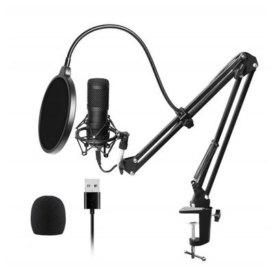 Buy Professional Podcast Condenser USB Microphone Kit LU-V5-154 Black in UAE