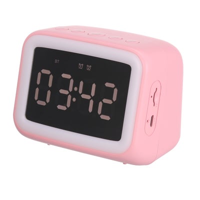 Buy BT511 Mini Alarm Clock Portable Bluetooth Speaker Pink in UAE