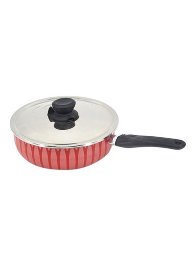 Buy Saucepan With Lid Red/Silver/Black 26centimeter in Saudi Arabia