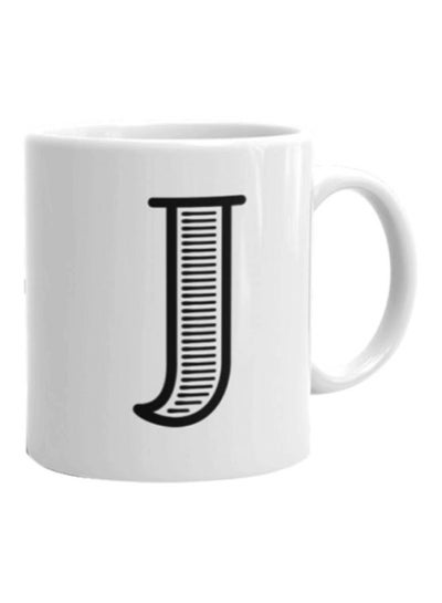 اشتري Alphabet J Printed Ceramic Coffee Mug أبيض/أسود 11 أوقية في الامارات