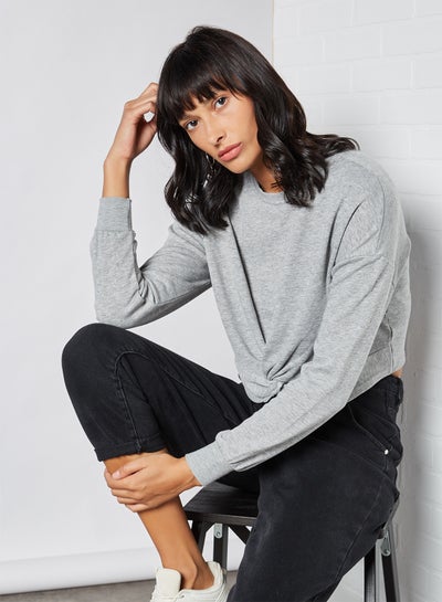 Buy Carla Twist Front Sweatshirt Grey in Saudi Arabia