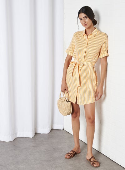 Buy Striped Shirt Dress Cloud Dancer/APRICOT in Saudi Arabia