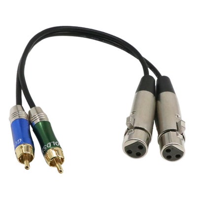 اشتري كابل صوت مزدوج من XLR أنثى إلى RCA ذكر مزدوج أسود في الامارات