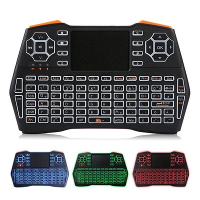 اشتري 2.4G Mini Wireless Keyboard Air Mouse Three-color Backlight Keyboard With Touch Pad - German أسود في السعودية