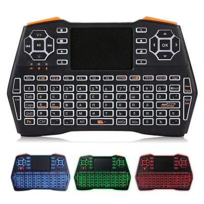 اشتري 2.4G Mini Wireless Keyboard Air Mouse Three-color Backlight Keyboard With Touch Pad - Russian أسود في السعودية