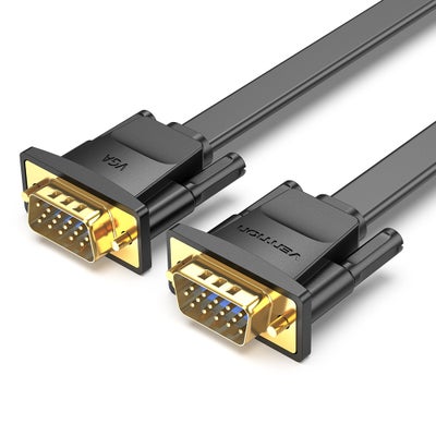 Buy DAIBJ VGA 3+6 Male To Male Flat Cable For Projector Monitor Black in UAE