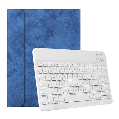 اشتري Wireless Bluetooth Keyboard With Case Cover For 2018 iPad Pro 11 - English أبيض/أزرق في السعودية