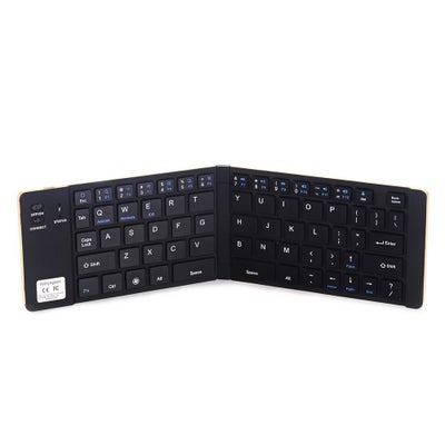 Buy GK228 Bluetooth Wireless Folding Mini Portable Office Keyboard with Stand for Phone/Tablet/Laptop - English Gold in Saudi Arabia