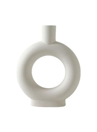 Buy Decorative Ceramic Vase White 23x4x18cm in UAE