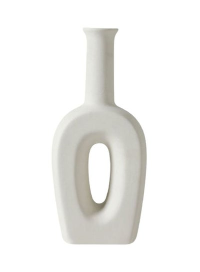 Buy Ceramic Flower Vase White 10x24cm in UAE