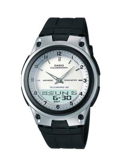 اشتري ساعة يد يوث كومباينيشن بعقارب ورقمية مقاومة للماء طراز AW-80-7AV - 40 مم - لون أسود للرجال في الامارات