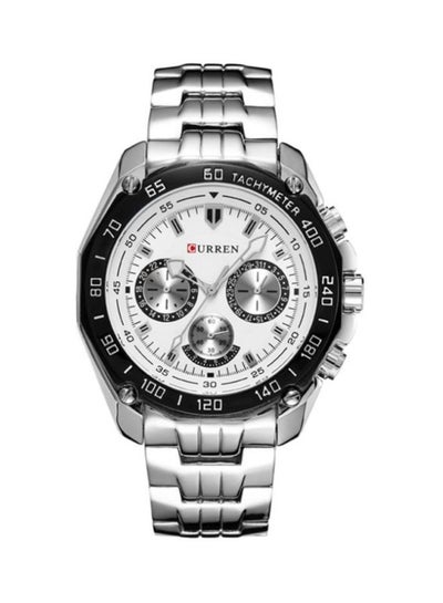 Buy Men's Alloy Analog Quartz Watch 8077 - 43 mm - Silver in UAE