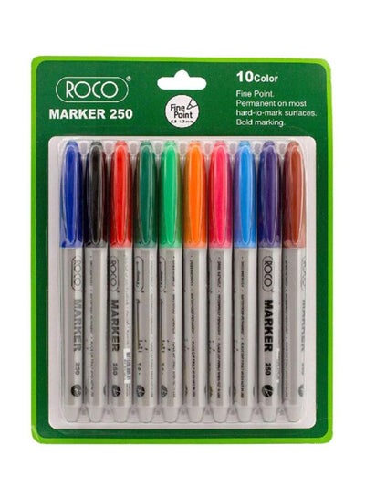 اشتري طقم أقلام تحديد دائمة مكون من 10 قطع أحمر / أخضر / أزرق في السعودية