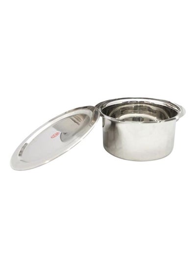 Buy Flat Cooking Pot With Lid Silver 24x11.5cm in UAE