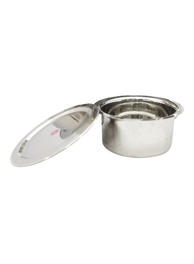 Buy Flat Cooking Pot With Lid Silver 27x13cm in UAE