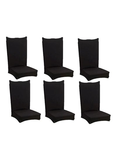 Buy 6-Piece Dining Chair Cover Set Black in Saudi Arabia