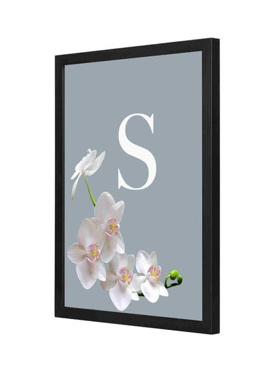 Buy Letter S Printed Wooden Framed Wall Art Grey/White 33x43cm in Saudi Arabia